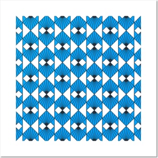 Art Deco Pattern no 91 - Blue - Minimalist Vintage Motifs Posters and Art